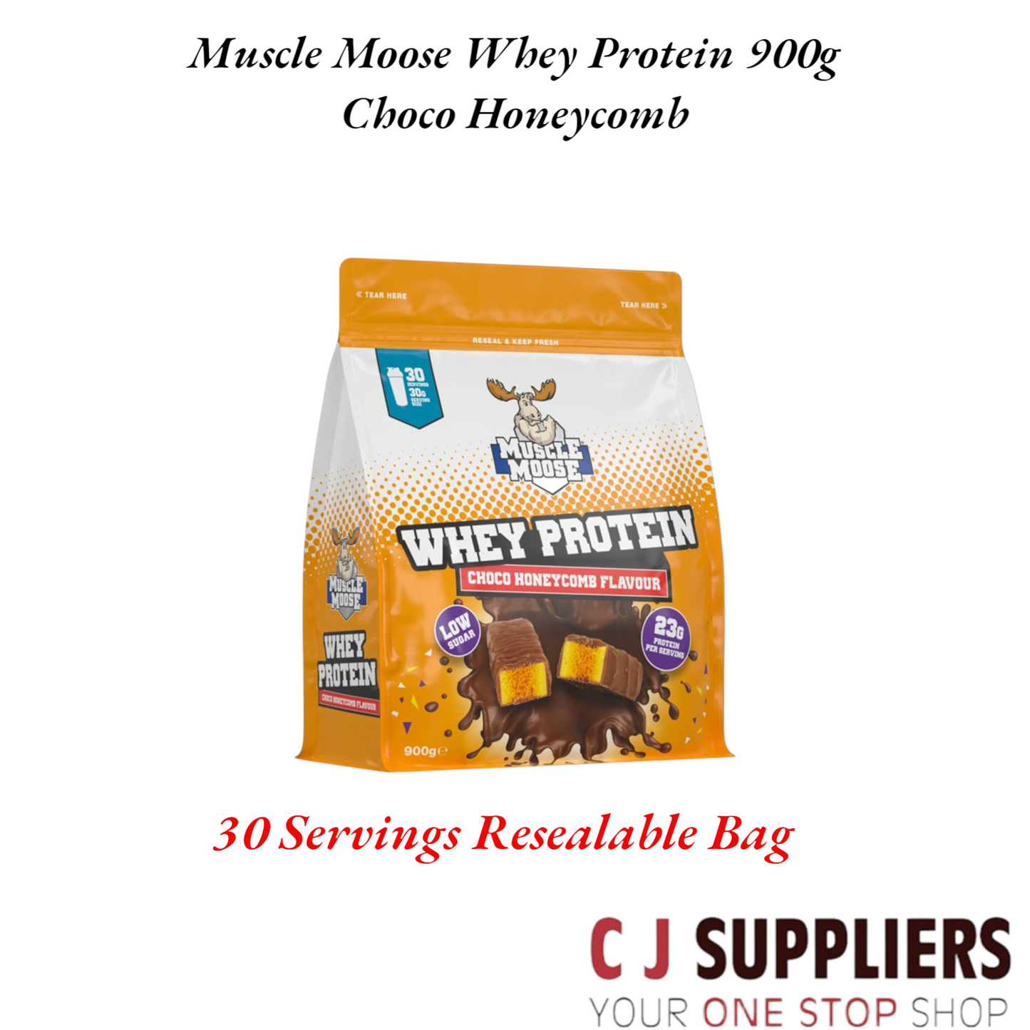 Muscle Moose Whey Protein 900g Choco Honeycomb Flavor.