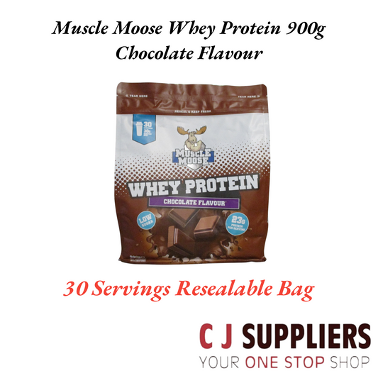 Muscle Moose Whey Protein 900g Chocolate Flavour.