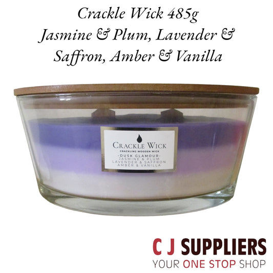 Crackle Wick - 485g - Jasmine & Plum, Lavender & Saffron, Amber & Vanilla