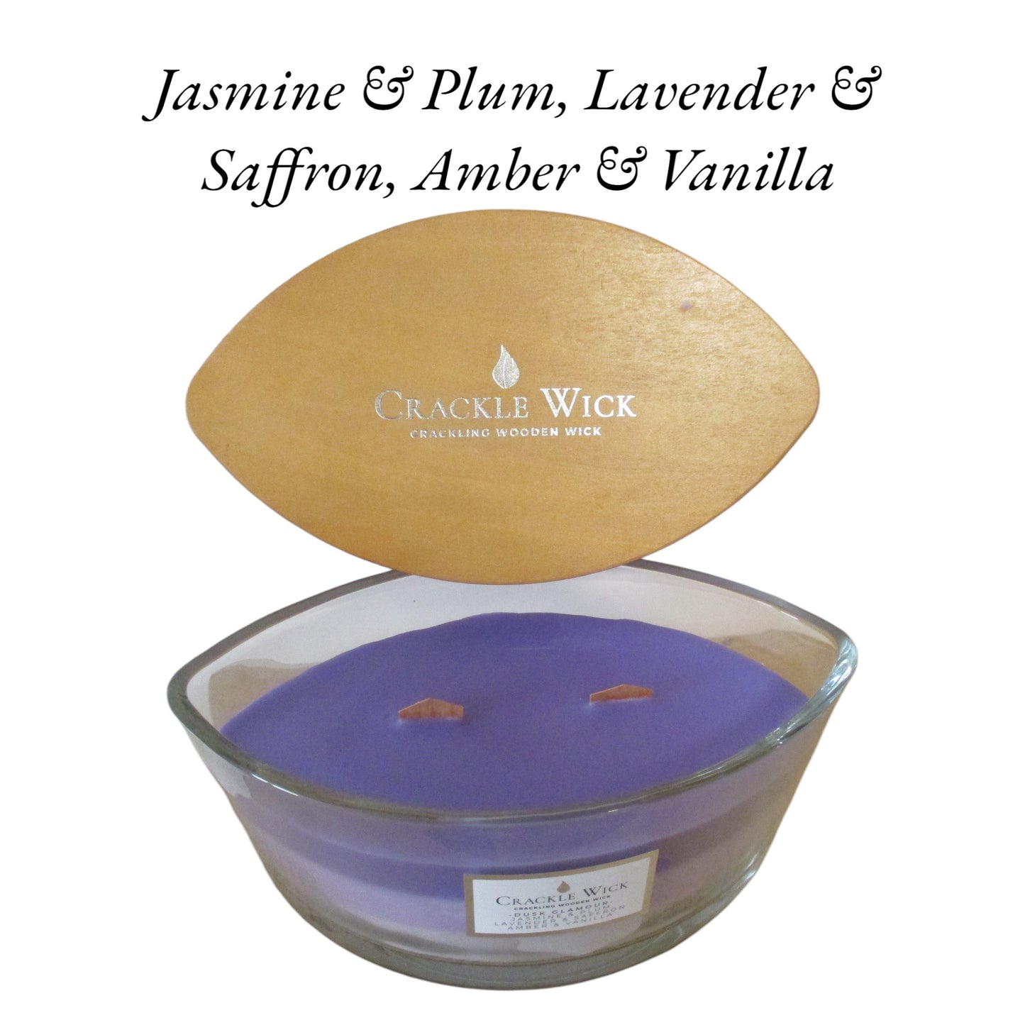 Crackle Wick - 485g - Jasmine & Plum, Lavender & Saffron, Amber & Vanilla