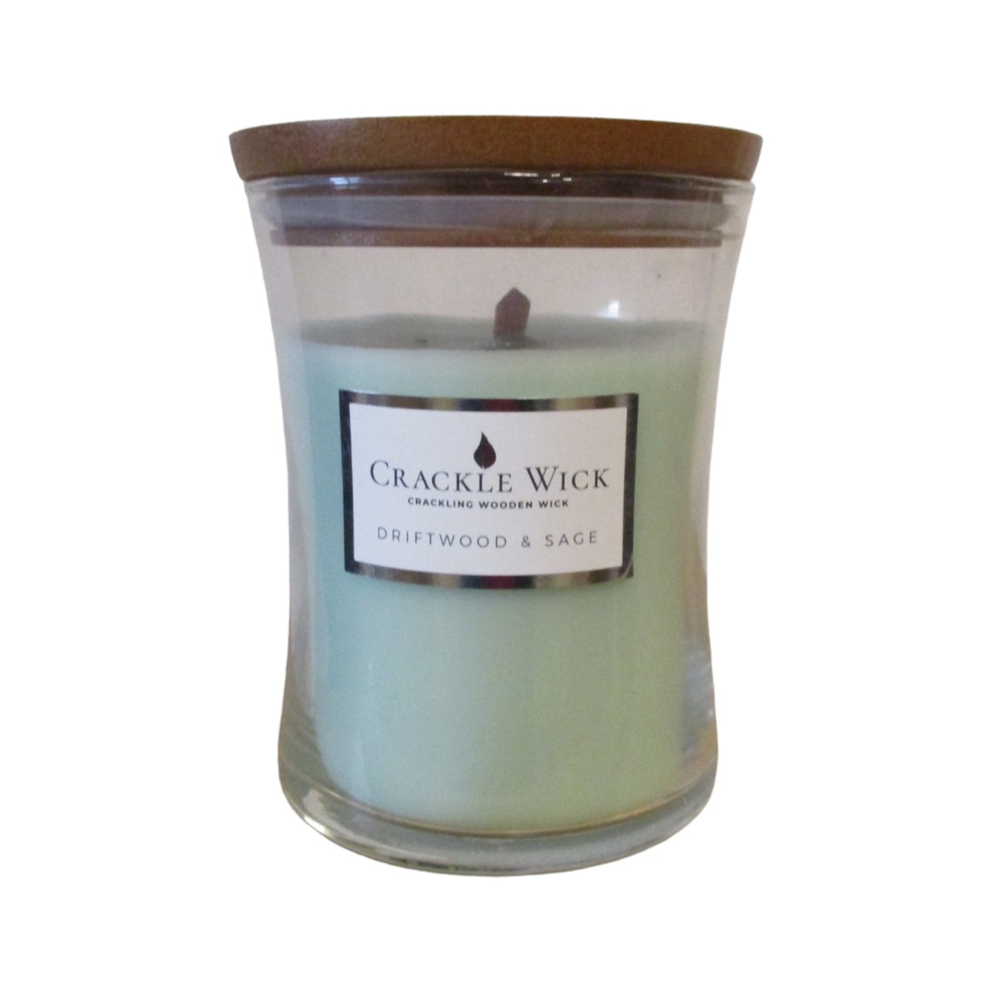 Crackle Wick - Driftwood & Sage - Single Wick Candle Medium Hourglass 310g