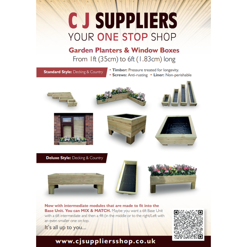 Square Wooden Planters - Decking  / Smooth or Country Style