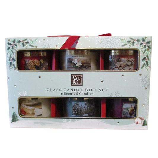 Wickford & Co – Glass Candle Gift Set – 6 x Festive Candles.