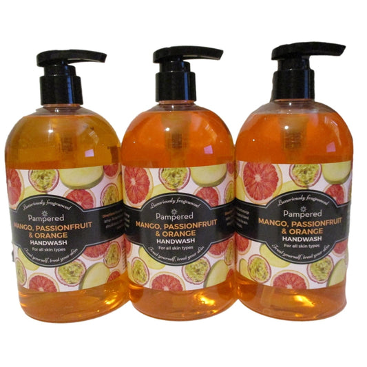 Pampered - Orange, Mango Passion Fruit - Hand Wash 3 x 500ml