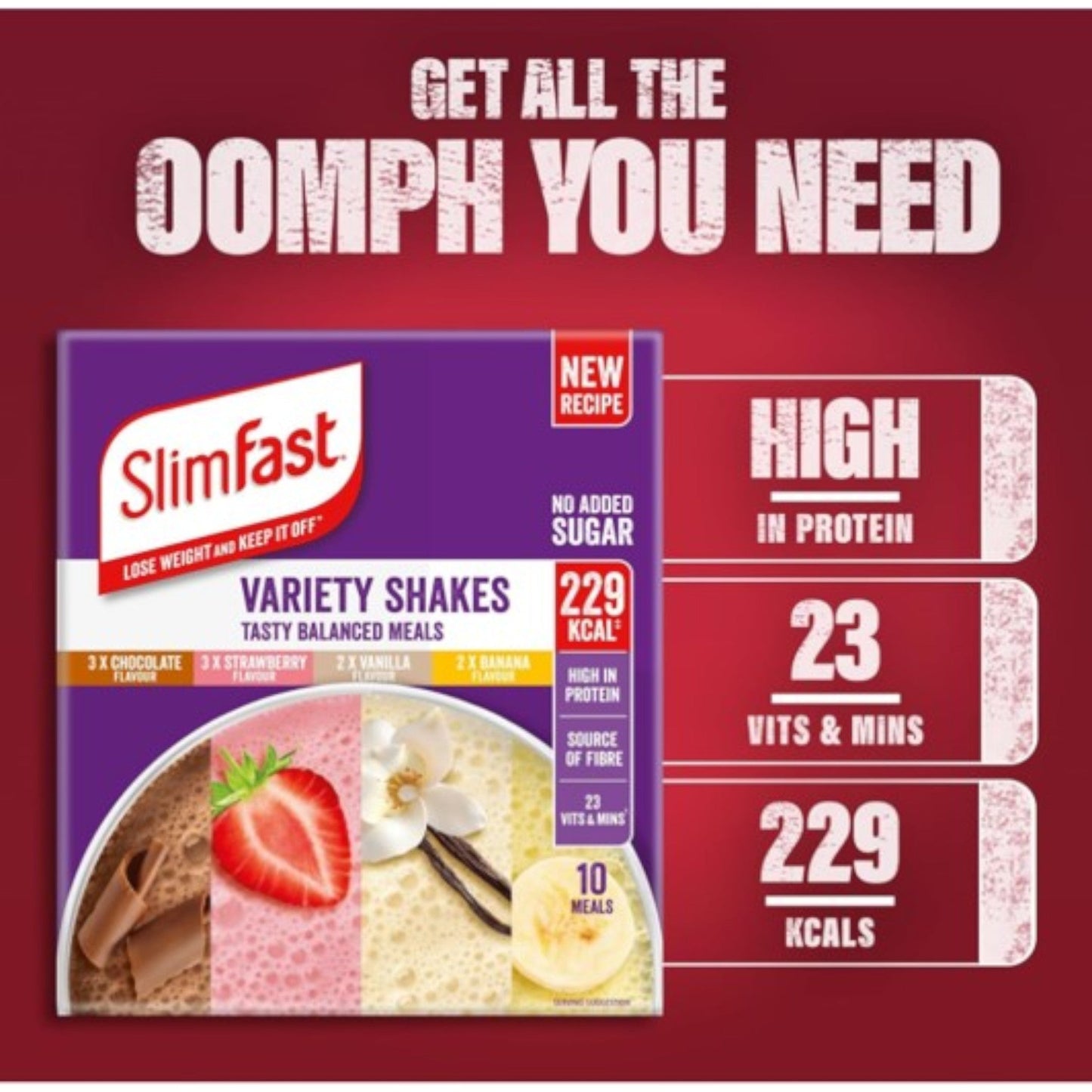 SLIM FAST Verity Packs 2x 10 MEALS/SACHETS 368G (Free Shaker)