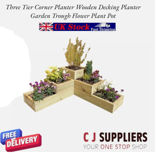 Three Tier Corner Planter Wooden Decking Planter Garden Trough