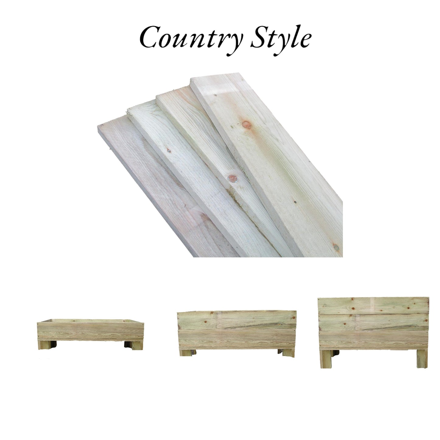 Square Wooden Planters - Decking  / Smooth or Country Style