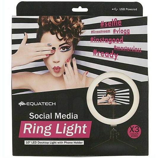 Social Media Ring Light With Phone Holder 10" LED Desktop Light Tripod Stand