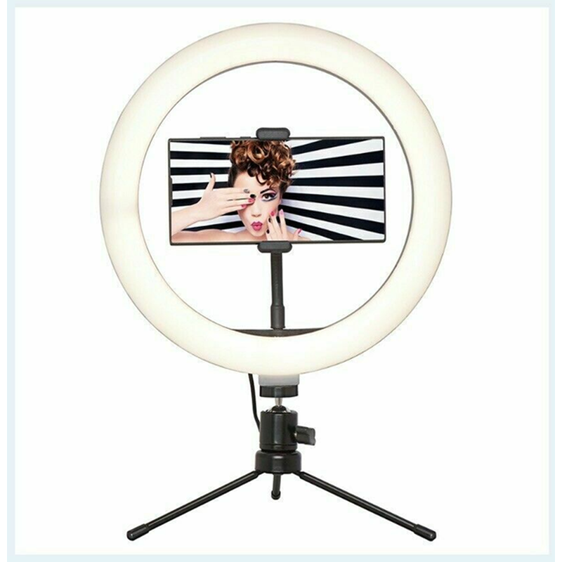 Social Media Ring Light With Phone Holder 10" LED Desktop Light Tripod Stand