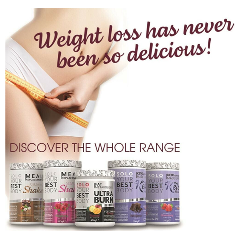 Solo Meal Replacement Slimming Weight Loss Shake 385g - Raspberry (Vegetarian)
