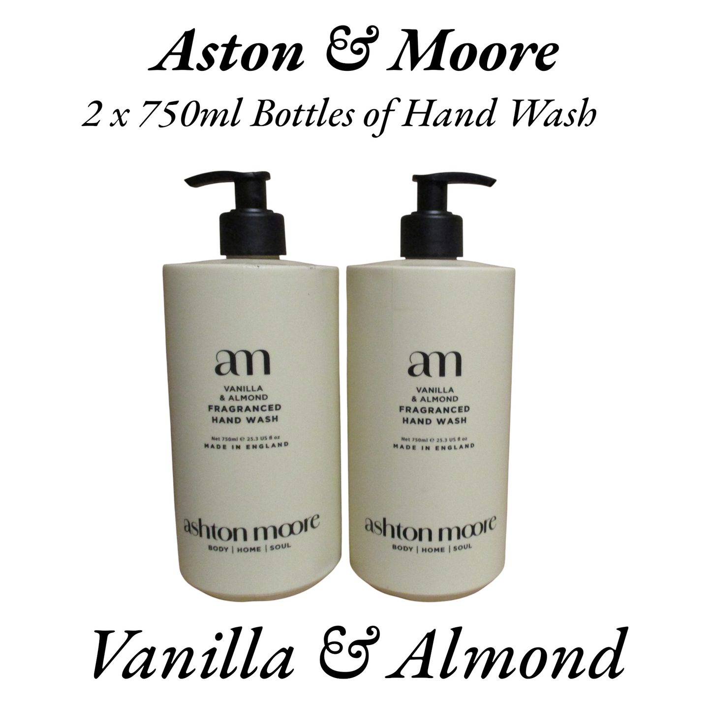 Ashton & Moore London Design - Vanilla & Almond  - Luxury Hand Wash 2 x 750ml Hand Wash