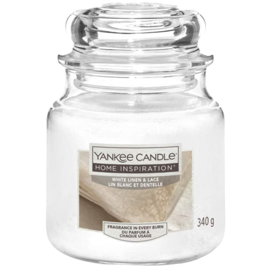 Yankee White Linen & Lace Medium Jar 340g