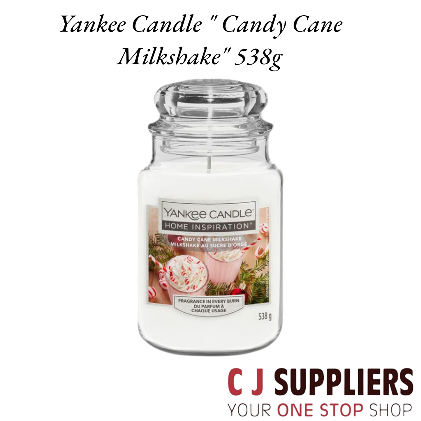 Yankee Candle Large Jar 538g – Candy Cane Milkshake – CJ Suppliers
