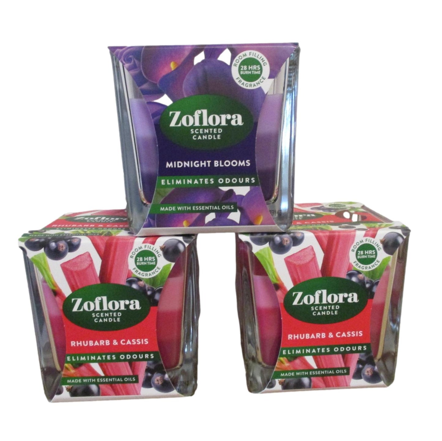 Zoflora Scented Candles - Choice: Midnight Blooms, Rhubarb & Cassis, Linen Fresh